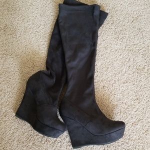 Knee high wedge boots
